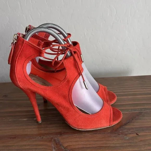 Aquazzura | Shoes | Aquazzura Shoes Womens 38 Red Suede Sexy  AQUAZZURA Sexy Thing cutout suede sandals main image 0